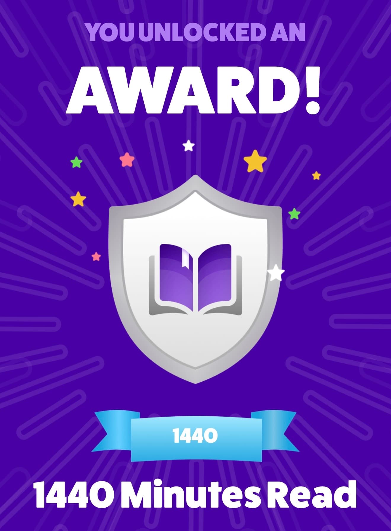 Reader Zone reading award celebrating a student's progress